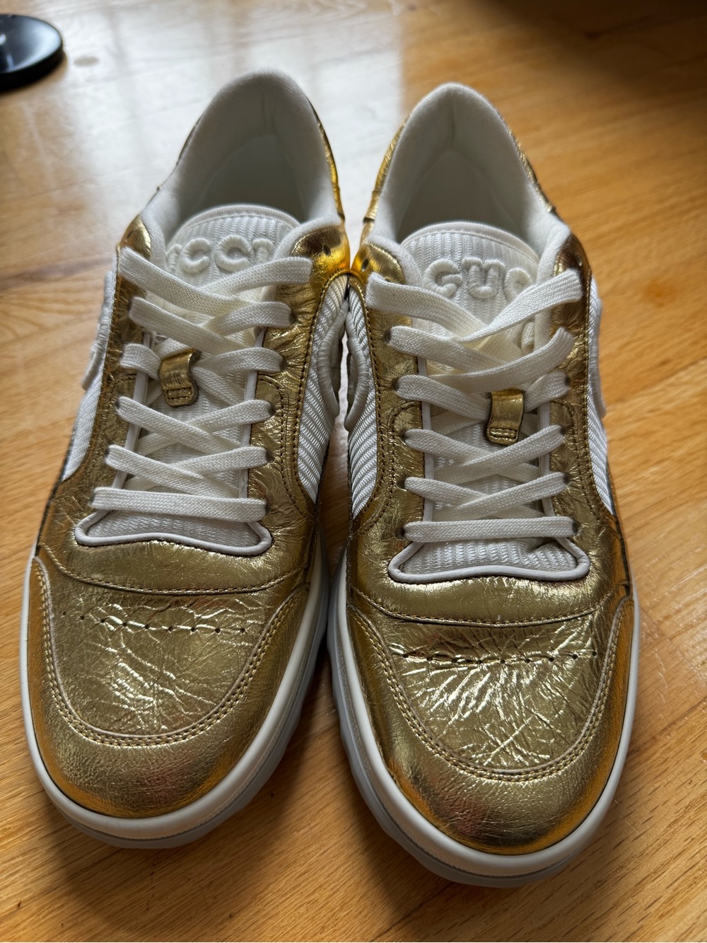 Gucci Metallic Gold and White Women's Sneakers